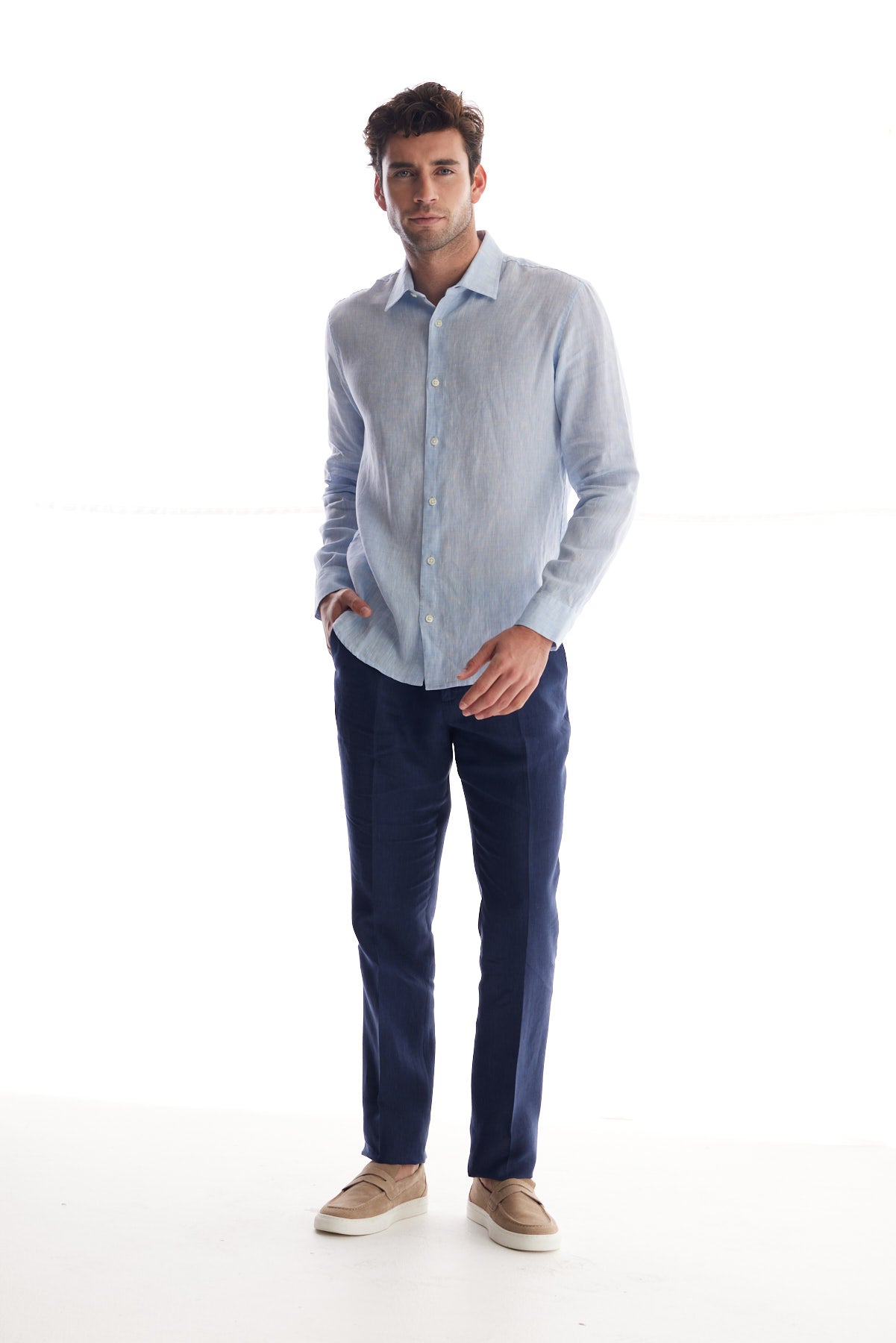 Solid Linen Dress Shirt