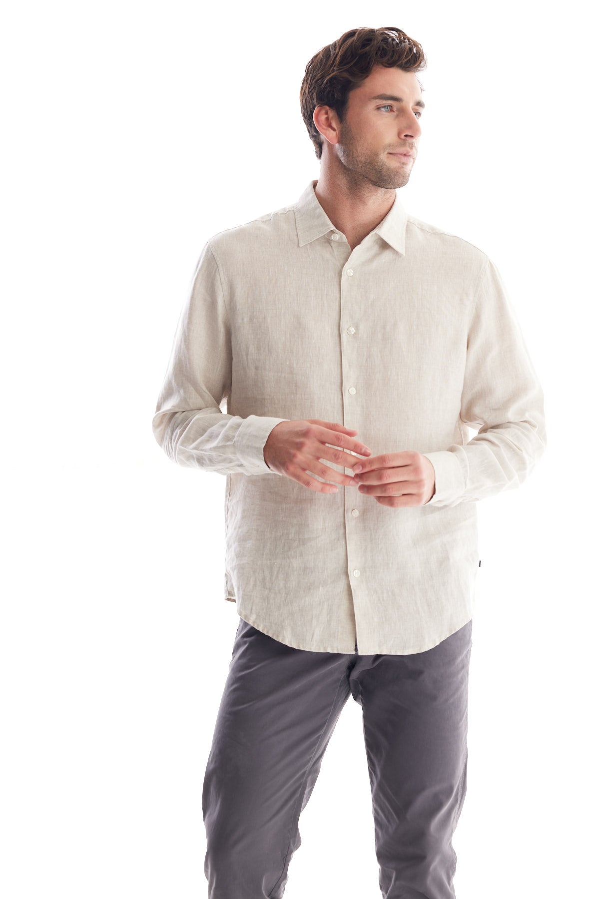 Solid Linen Dress Shirt