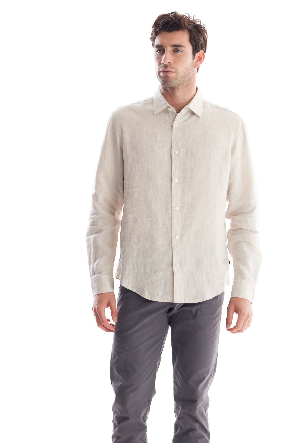 Solid Linen Dress Shirt