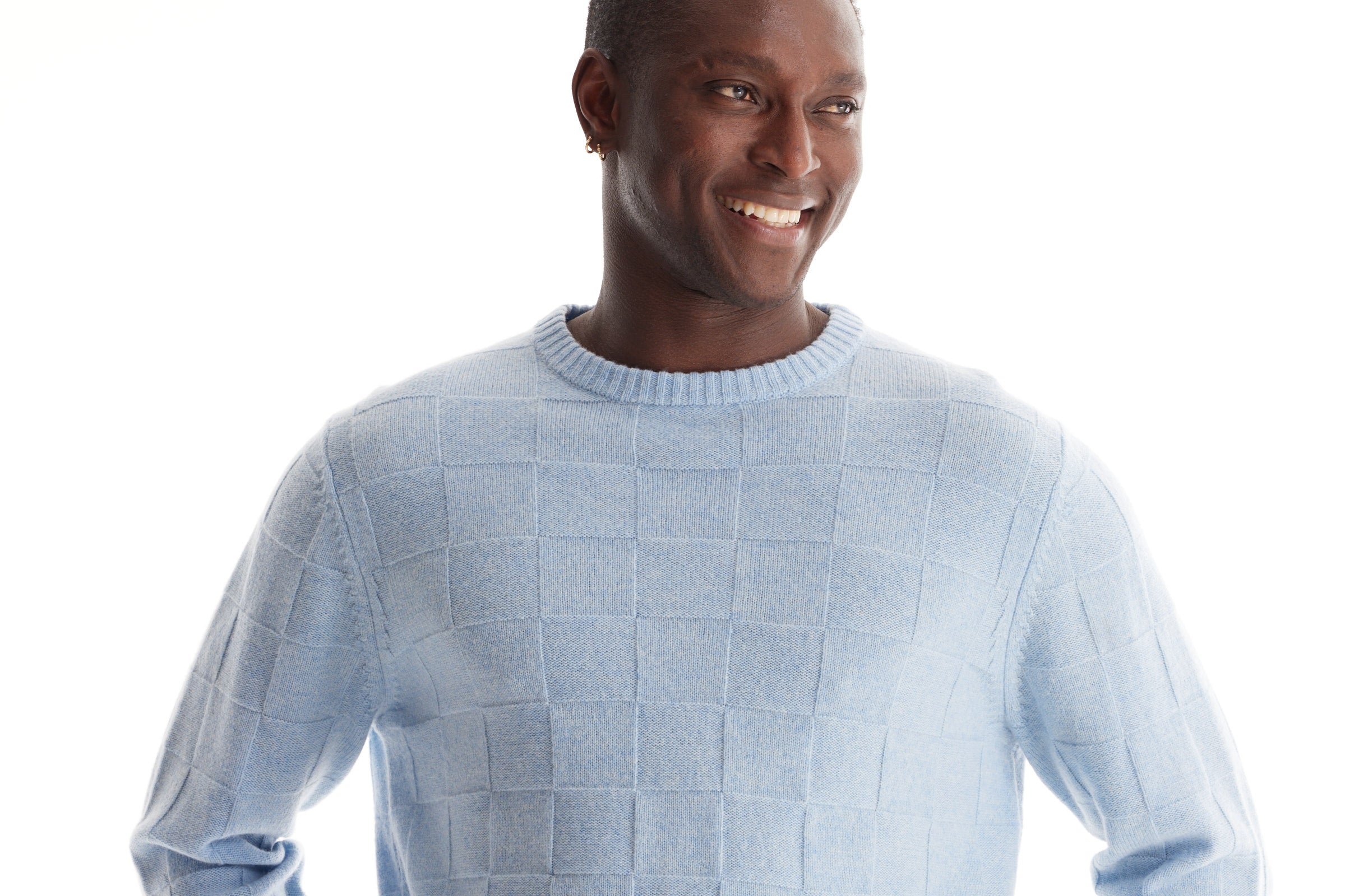 Merino Checker Crew Neck Sweater