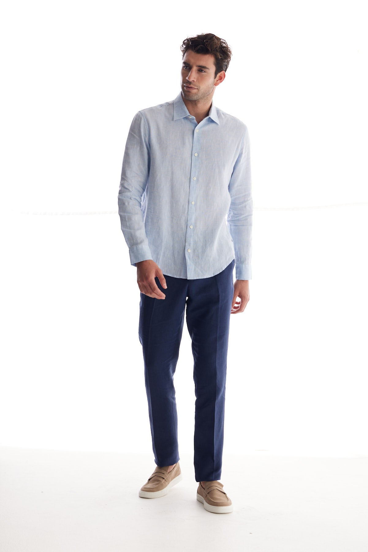 Solid Linen Dress Shirt