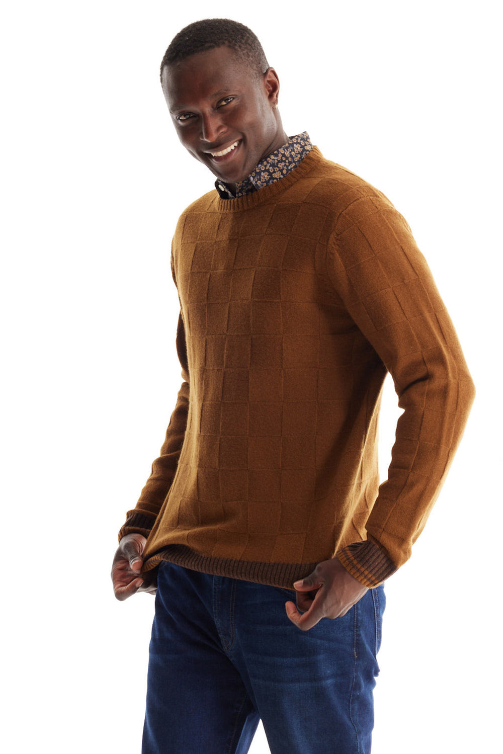 Product Image for Merino Checker Crew Neck Sweater