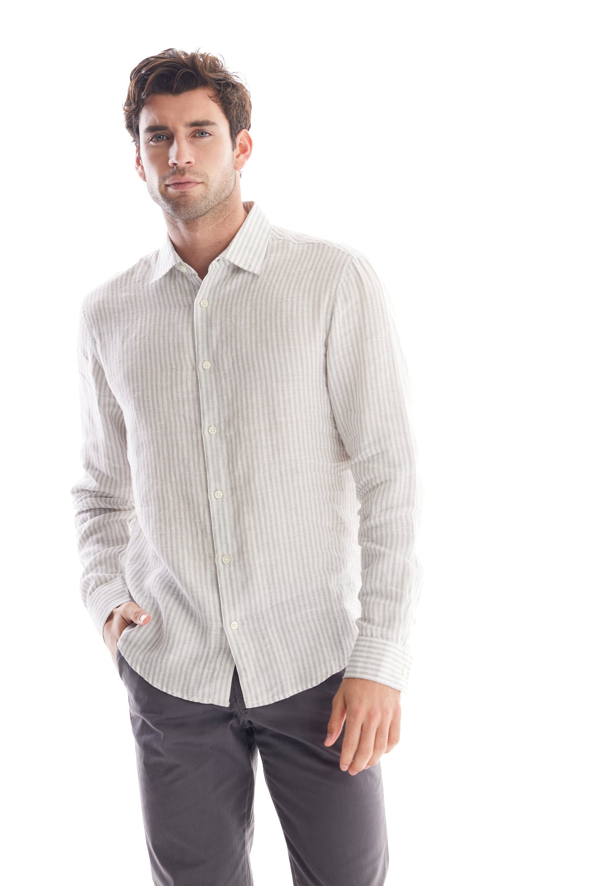 Striped Linen Dress Shirt