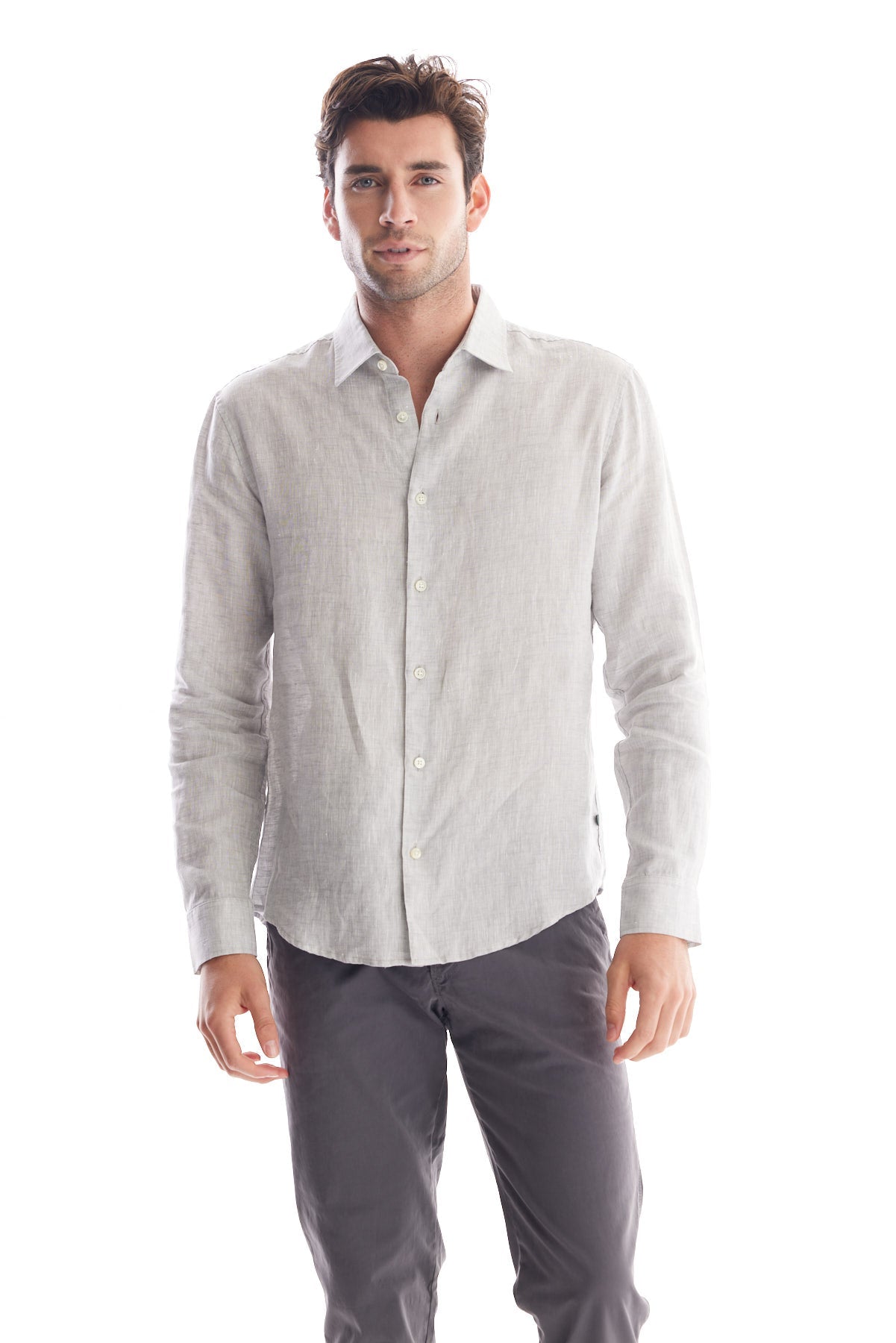 Solid Linen Dress Shirt