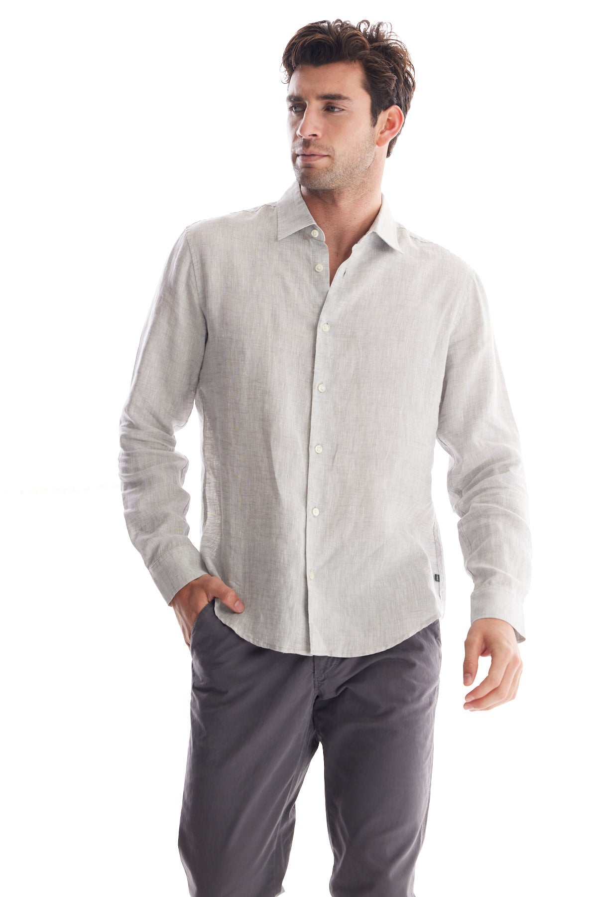 Solid Linen Dress Shirt