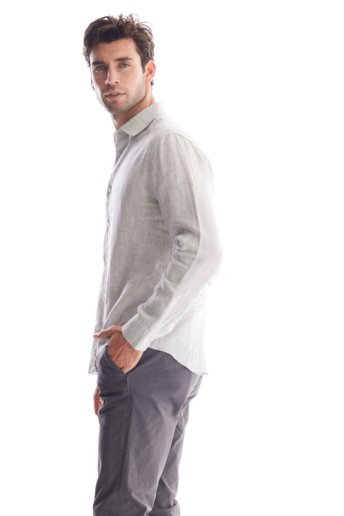 Solid Linen Dress Shirt