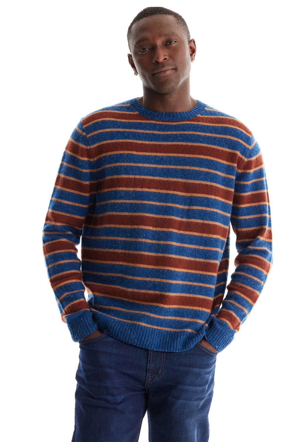 Product Image for Merino Yarn Dyed Stripe Crew Neck Sweater