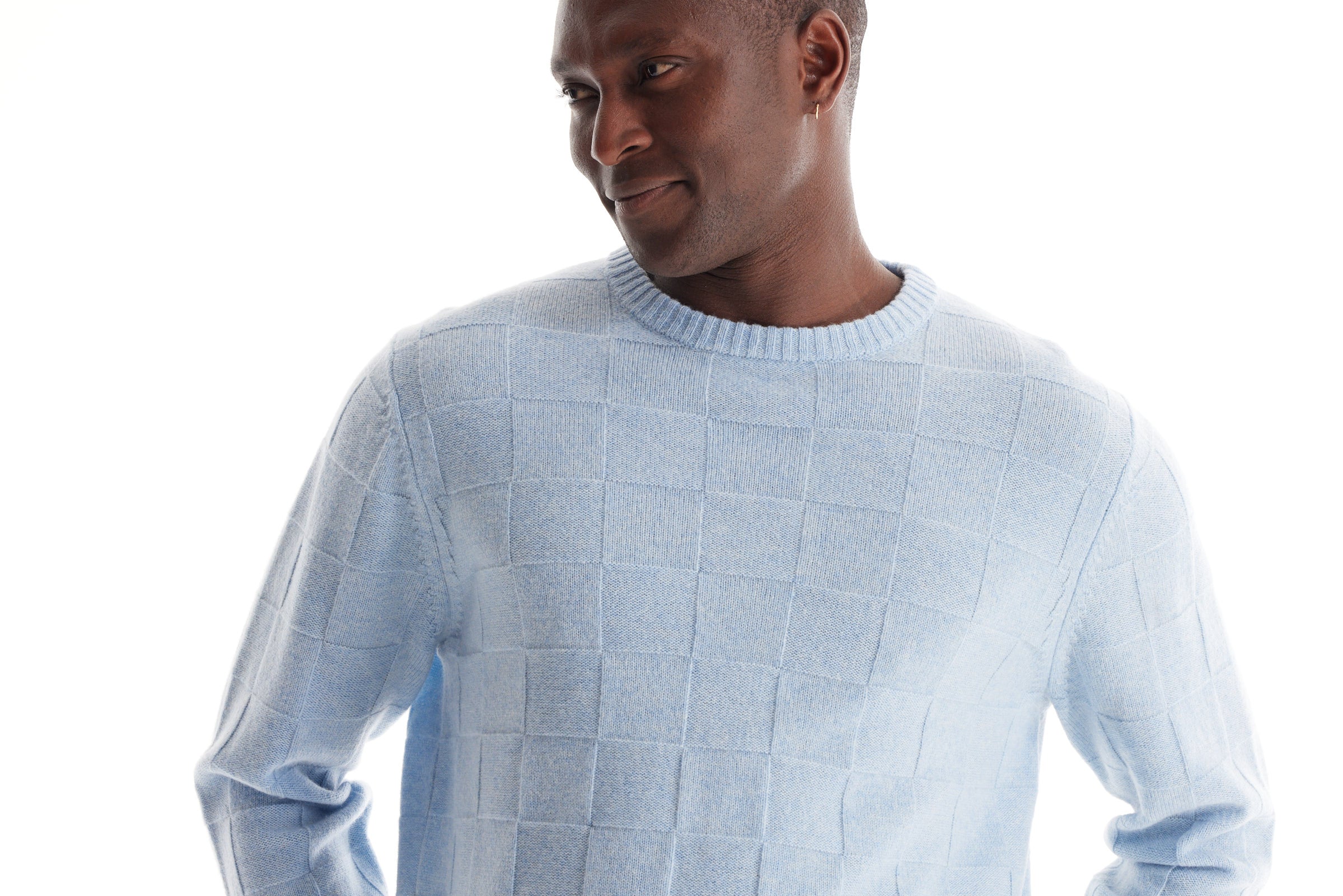 Merino Checker Crew Neck Sweater